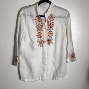100% Linen Embroidered Top SzM